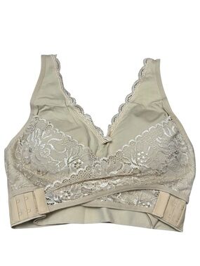 CaraMia Nude Lace Comfort Bra Wireless Adjustable Straps Size M